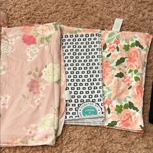 Floral and Geometric Baby Blanket Set